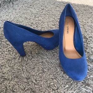 Suede blue heels